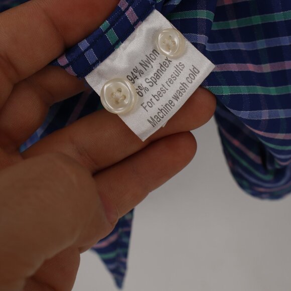 Peter Millar Wicking Shirt Mens L golf Performance Button Up Plaid Long Sleeve - Picture 5 of 11